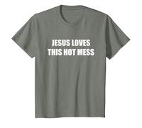 Jésus Aime ce désordre Chaud T-Shirt, Enfant, Vert Kaki chiné, 8 Ans