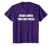 Jésus Aime ce désordre Chaud T-Shirt, Enfant, Violet, 12 Ans