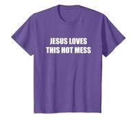 Jésus Aime ce désordre Chaud T-Shirt, Enfant, Violet Chiné, 3 Ans