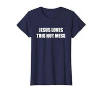Jésus Aime ce désordre Chaud T-Shirt, Femme, Bleu Marine, M