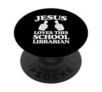 Jésus Aime Cette école bibliothécaire chrétienne culte de l'église PopSockets PopGrip Adhésif