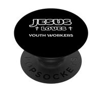 Jésus Aime Les Jeunes Travailleurs et Les Leaders chrétiens éthiques des Jeunes PopSockets PopGrip Adhésif