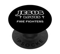 Jésus Aime Les Pompiers Services d'urgence chrétiens PopSockets PopGrip Adhésif