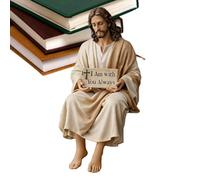 Jésus Aime Votre Statue - Statue De Jésus-Christ Assise En Résine Faite À La Main | Inspirante «Je Suis Toujours Avec Vous» Décoration De Bureau Cadeau Religieux | Figurine Jésus - Bibliothèque