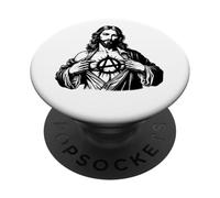 Jesus Anarchy Punk Rock, Signe de l'anarchie Jésus-Christ, T-Shirt Dieu PopSockets PopGrip Adhésif