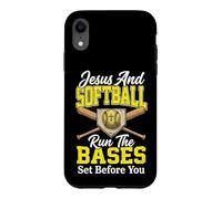 Jesus and Softball Run The Bases Set Before You Coque pour iPhone XR