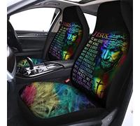 Jésus Arc-en-Ciel Est Mon Dieu, Mon Roi, Mon Seigneur, Mon Sauveur, Mon Guérisseur Jésus 2 Pièces Siège Avant Housses Respirantes Housses De Siège De Voiture Avant Housse De Sieges Auto Universel