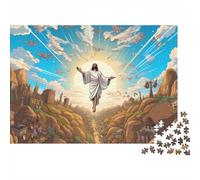 Jésus Ascension 1000 Pièces Carton Recyclé Illustration Religieuse Puzzle, Adultes/Enfants 12+, Décompression, Décor Mural & Cadeau Personnalisé 52x38cm/1000pcs