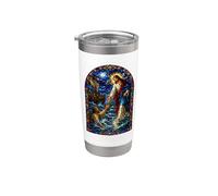 Jésus atteint Pierre sur l'eau Mosaïque gothique Art sacré Gobelet isotherme en acier inoxydable double paroi