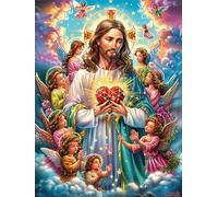 Jésus au Sacré-Cœur 300 Pieces Casse-tête pour Ado en Carton Épais Rigide Rêve de Peinture à l'huile Conte de fées Facile Débutant Jeu De Société Soirée Entre Amis Cadeau Anniversaire Premium 300 PCS