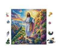 Jésus au Sommet de la Montagne 100 Pieces Casse-tête pour Ado en Carton Haute Qualité Facile Débutant Activité Familiale Soirée Entre Amis Cadeau Fête des Mères 28x28cm