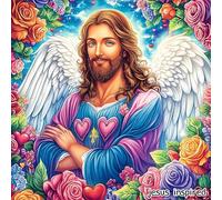 Jésus aux Ailes d'ange and Heart 100 Pièces Puzzle Adolescent en Carton Anti-Déchirure Difficulté Moyenne Activité ÉduChative Passe-Temps Petit Prix Pas Cher Premium 28x28cm