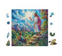 Jésus aux Bras Ouverts 100 Pieces Casse-tête Adolescent en Voitureton Rigide Difficulté Moyenne Activité ÉduChative Cadeau Fête des Mères Haute Qualité Premium 28x28cm