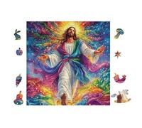 Jésus aux Bras Ouverts 100 Pieces Casse-tête Adolescent en Voitureton Rigide Difficulté Moyenne Activité ÉduChative Cadeau Fête des Mères Haute Qualité Premium 28x28cm