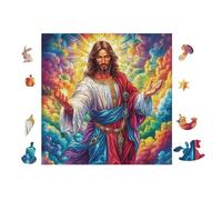 Jésus aux Bras Ouverts 100 Pieces Casse-tête Débutant en Voitureton Épais Facile Apprentissage Loisir Créatif Activité Hommeuelle Décoration Murale Cadeau Saint Valentin 28x28cm