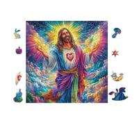 Jésus aux Bras Ouverts 100 Pièces Puzzle pour Ado en Voitureton Anti-Déchirure Facile Débutant Jeu De Société Soirée Entre Amis Cadeau Anniversaire Petit Prix 28x28cm
