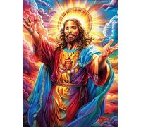 Jésus aux Bras Ouverts 500 Pièces Puzzle Famille en Carton Anti-Déchirure Scène de Conte de fées Dessin animé Difficulté Moyenne Jeu De Société Soirée Entre Amis Cadeau Noël Famille Pas Cher 500 PCS