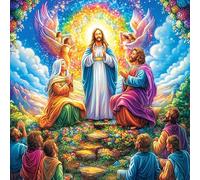 Jésus avec des Anges 100 Pièces Puzzle Adolescent en Carton Anti-Déchirure Difficulté Moyenne Activité ÉduChative Passe-Temps Petit Prix Pas Cher Premium 28x28cm