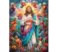 Jésus avec des Fleurs 1000 Pieces Casse-tête Expert Confirmé en Carton sans Déformation Contes de fées Animaux et Plantes Très Difficile Niveau Expert Jeu De Société Collection Cadeau Premium 1000 P