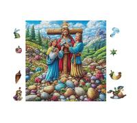 Jésus avec la Croix et Les Disciples 100 Pièces Puzzle Expert Confirmé en Carton Épais sans Déformation Très Difficile Motif Complexe Cadeau Fête des Pères Premium 28x28cm