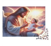 Jésus avec l'enfant Puzzles 1000 Pièces Papier recyclé pour Adultes Puzzle pour Adultes Jeu Familial Amusant Jeu éducatif avec défi pour Hommes et Femmes 38x26cm/1000pcs