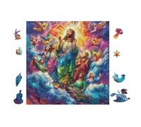 Jésus avec Les Anges Art 100 Pièces Puzzle Famille en Carton sans Déformation Difficulté Moyenne Activité Familiale Anti-Stress Jeu De Société Soirée Entre Amis 28x28cm