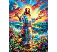 Jésus avec Les Bras Ouverts 1000 Pièces Puzzle Adolescent en Carton Anti-Déchirure Difficulté Moyenne Activité Éducative Jeu De Société Cadeau Anniversaire Pas Cher 1000 PCS