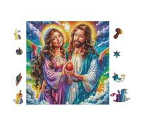 Jésus avec Marie-Madeleine 100 Pieces Casse-tête Personne Âgée en Carton Anti-Déchirure Facile Débutant Thérapie Occupationnelle Anti-Stress Petit Prix 28x28cm