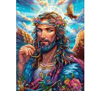 Jésus avec Une Couronne de Fleurs 300 Pièces Puzzle Expert Confirmé en Carton Rigide Haute Densité Très Difficile Motif Complexe Décoration Murale Cadeau Premium 300 PCS