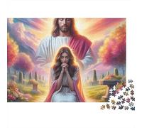 Jésus bénissant Une Femme 1000 pièces Puzzle Anniversaire pour Adultes Jésus protégeant Une âme priante Fond de rêve Premium Robuste Vibrant Stimulant soulagement du Stress 70x50cm/1000pcs