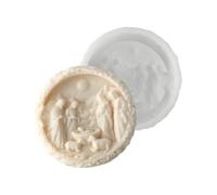 Jesus Birth Mold - Nativité Scène, Gypsum Craft, 3D Silicone Round | Easy Release Christmas pour savon en craie au chocolat Fondant en résine décorations artistiques pour vacances Do -da