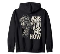 Jesus Changed My Life Ask Me How Christ Christian Faith Sweat à Capuche