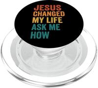 Jesus Changed My Life Ask Me How PopSockets PopGrip pour MagSafe