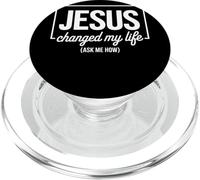 Jesus Changed My Life Ask Me How Témoignage Foi Chrétienne PopSockets PopGrip pour MagSafe