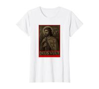 Jésus Chevaliers Templiers Croisades Deus Vult Crusaders T-Shirt, Femme, Blanc, M