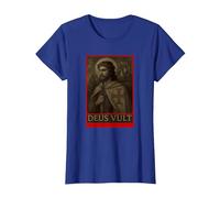 Jésus Chevaliers Templiers Croisades Deus Vult Crusaders T-Shirt, Femme, Bleu Royal, M