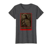 Jésus Chevaliers Templiers Croisades Deus Vult Crusaders T-Shirt, Femme, Chiné Foncé, M