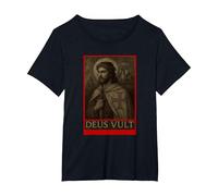 Jésus Chevaliers Templiers Croisades Deus Vult Crusaders T-Shirt, Femme Grandes Tailles, Noir, 6X