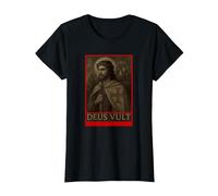 Jésus Chevaliers Templiers Croisades Deus Vult Crusaders T-Shirt, Femme, Noir, 3XL