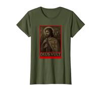 Jésus Chevaliers Templiers Croisades Deus Vult Crusaders T-Shirt, Femme, Olive, M