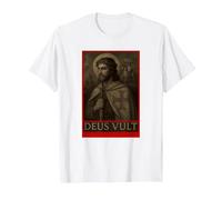 Jésus Chevaliers Templiers Croisades Deus Vult Crusaders T-Shirt, Homme, Blanc, 4XL