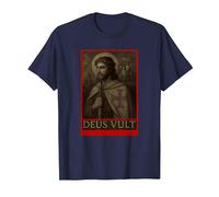 Jésus Chevaliers Templiers Croisades Deus Vult Crusaders T-Shirt, Homme, Bleu Marine, L