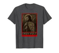 Jésus Chevaliers Templiers Croisades Deus Vult Crusaders T-Shirt, Homme, Chiné Foncé, M