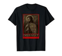 Jésus Chevaliers Templiers Croisades Deus Vult Crusaders T-Shirt, Homme, Noir, M