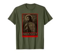 Jésus Chevaliers Templiers Croisades Deus Vult Crusaders T-Shirt, Homme, Olive, M