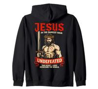 Jésus chrétien invaincu aux Heures Les Plus Sombres John 16:33 Faithcore Sweat à Capuche