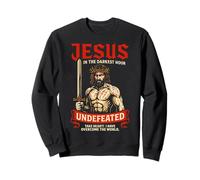 Jésus chrétien invaincu aux Heures Les Plus Sombres John 16:33 Faithcore Sweatshirt