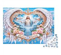 Jesus Christ 1000 Piece Educational Game: Jesus in Heart-Shaped Frame for Adults Teens Premium 100% Recycled Board 38x26cm/1000pcs