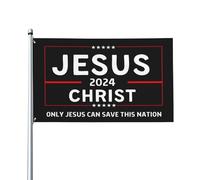 Jésus-Christ 24 Seul Jésus peut sauver cette nation Drapeau religieux chrétien Drapeau béni de Dieu 90 x 150 cm Polyester avec œillets en laiton Décoration intérieure Drapeau extérieur