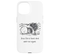 Jésus Christ a vécu est Mort et Rose à Nouveau Coque pour iPhone 15